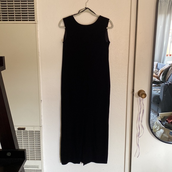 Vintage black velvet midi slip dress 90s - Picture 2 of 5